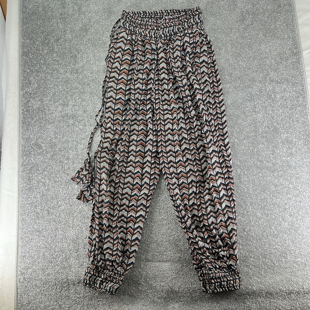 Anthropologie Pull On Harem Pants Abstract Joggers Black White Womens XS High